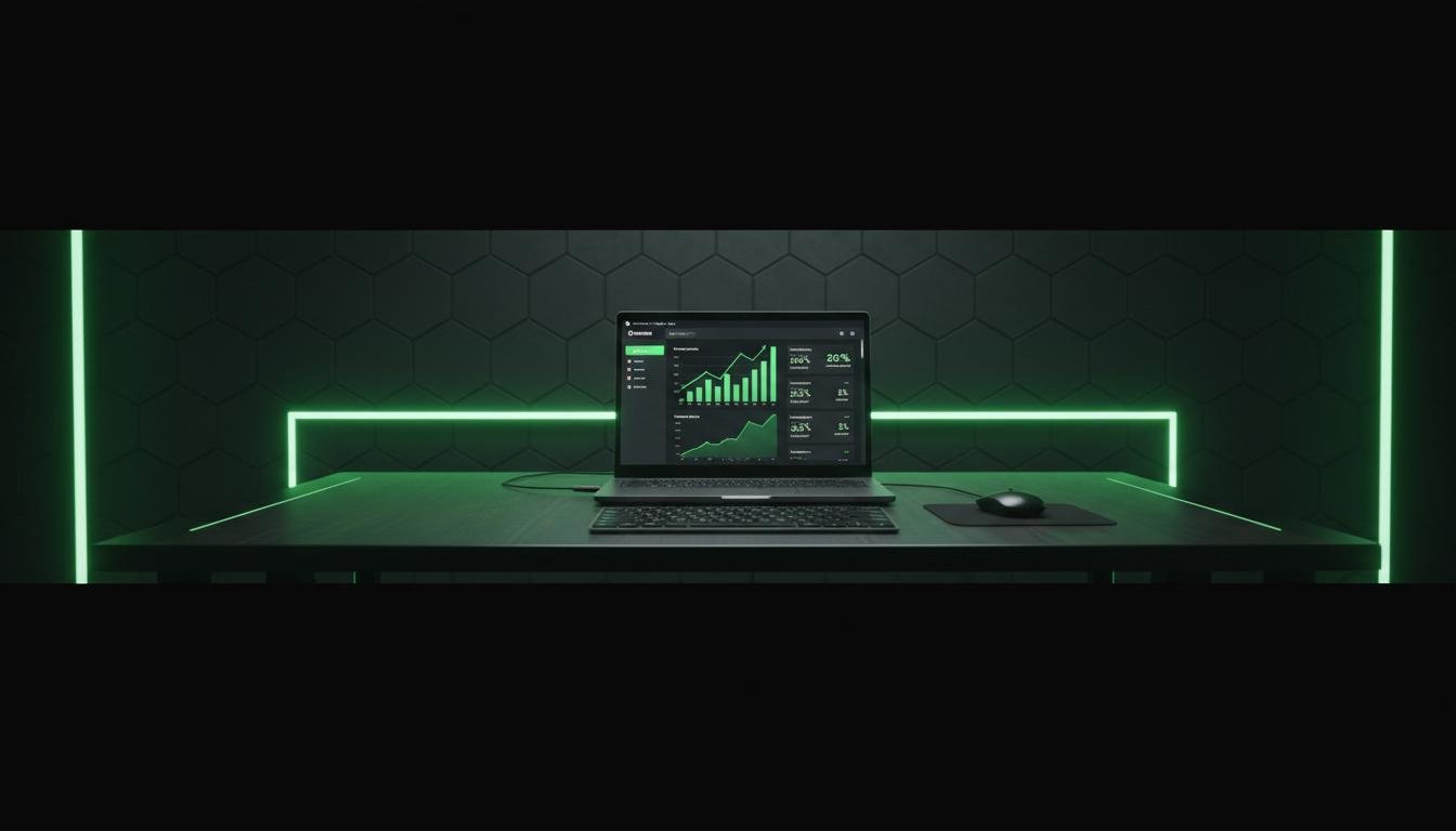 Dashboard de marketing digital com métricas de crescimento